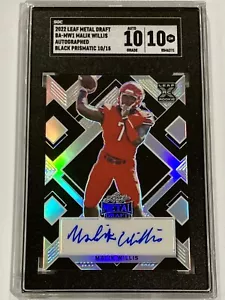 2022 Leaf Metal Draft Malik Willis RC Prospect SGC 10 Black Prismatic /15 - Picture 1 of 2