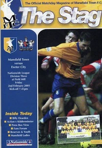 MANSFIELD TOWN V EXETER CITY 2/2/2001 DIV 3 PROGRAMME - Picture 1 of 1