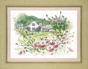 DIY Cross stitch kit "House with flowers" - Picture 1 of 2