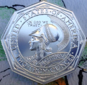 2 oz. 1915 PAN-PAC OCTAGONAL coin tribute BU rounds .999 fine silver - Picture 1 of 5