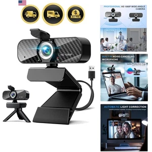 Webcam Full HD 1080P con Microfono Treppiede Privacy Cover Correzione Luce - Foto 1 di 9