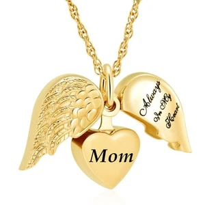 Cremation Jewelry Angel Wing Heart Urn Necklaces for Ashes Memorial Keepsake ... - Picture 1 of 7