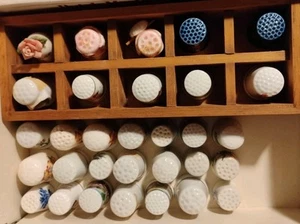 Vintage Lot of 31 Mixed US And International Ceramic Sewing Thimbles  - Picture 1 of 6