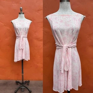 Vintage Betsey Johnson Sheer 1990s Y2K Slip Dress Pink Floral Babydoll Mini - Picture 1 of 7