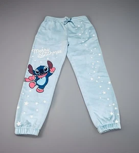 NEW Disney Stitch "Merry Stitchmas" Women's Light Blue Jogger Sweatpants Size M - Picture 1 of 11
