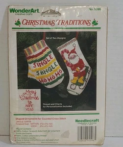 WonderArt Christmas Traditions Cross Stitch Mitten & Sock Shaped Ornaments FLAW - Picture 1 of 4