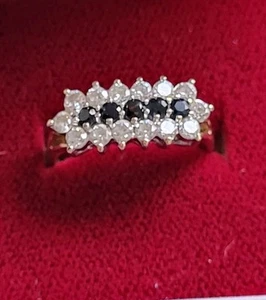 *SALE* 9ct Gold Hallmarked Sapphire Cluster Ring Size N 1/2 - Picture 1 of 13