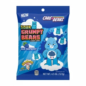 WARHEADS Care Bears Sour Grumpy Bears Blue Raspberry 4.5oz Gummy Candy - Picture 1 of 5