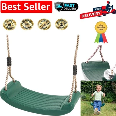 Weatherproof Kids Swing Seat with Adjustable Ropes - Durable Green Design - Image 1 of 4