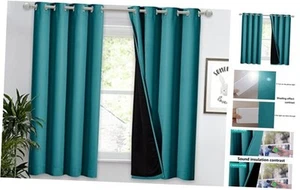 100% Blackout Lined Curtain, 2 Thick 52"W x 63"L (Pack of 1) Peacock Teal - Picture 1 of 8