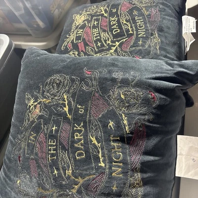 Threshold Black Velvet Pillow In The Dark of Night Embroidered Square Target - Image 1 of 4