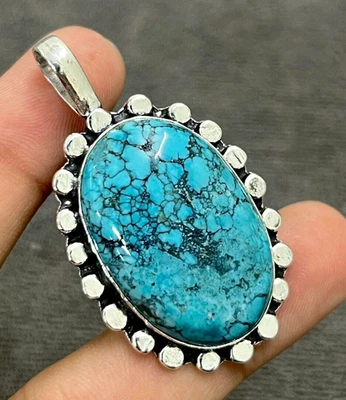 Ciondolo turchese pietra preziosa argento sterling 925 ciondolo gioiello... - Immagine 1 di 4