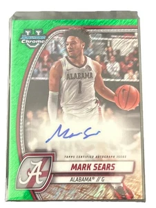 2024-25 Bowman Chrome University Mark Sears Auto GREEN SHIMMER REFRACTOR (RC) - Picture 1 of 2
