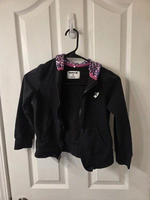 Hurley Youth Girls Size 8 Black Full Zip Spring Hoodie Jacket Black #S87 - Image 1 of 3