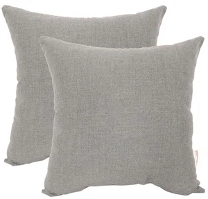 Outdoor/Indoor Sunbrella Set of 2 Toss Pillow 16 inch Square Canvas Granite, ... - Picture 1 of 4