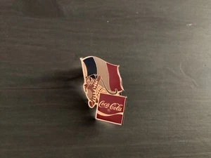 France 1988 Summer Olympic Games Coca-Cola Hodori Tiger Flag Pin-NEW - Picture 1 of 2