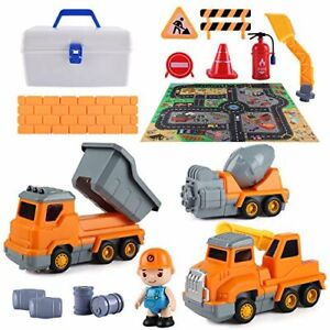 21pcs Construction Vehicles Toy Set Engineering Trucks for Kids, Building