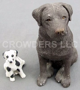 Sandicast 5" Labrador Schokolade M336 1989 & 2" schwarz & weiß Dalmatiner Statuen  - Bild 1 von 4