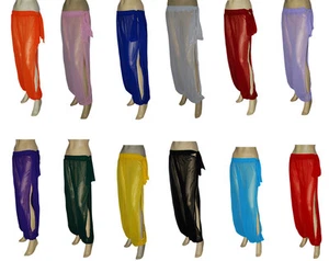 Genie Kostüm durchsichtig Chiffon Harem Yoga Hose mit Seitenschlitz Halloween kostenloser Versand - Bild 1 von 10