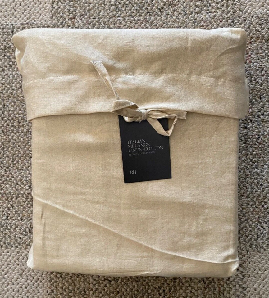 Juego de sábanas diestro italiano melange algodón-lino trigo California talla king precio de venta sugerido por el fabricante 935 USD Foto 1 de 4