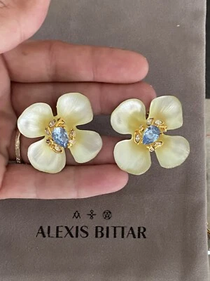 Pendientes Clip Flor Lucita Amarilla Vintage Alexis Bittar 100% Auténticos Foto 1 de 4