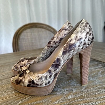 Stuart Weitzman 7.5 Pumps, Snake Print Leather , Peep Toe, New (Other) - Image 1 of 4