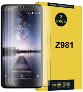 3 Pack Premium Tempered Glass Screen Protector for ZTE ZMax Pro Z981 ZTE Carry - Picture 1 of 5