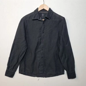 Oxbow Mens Long Sleeve Linen Shirt Size S Black Surf - Picture 1 of 9