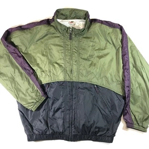 Vintage Nike Colorblock Windbreaker Jacke Herren groß Wald grün/lila weiß Etikett - Bild 1 von 8