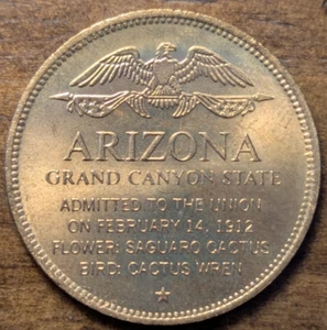 1912 Phoenix, Arizona Grand Canyon 48th State Saguaro Kaktus Blume Muschel Medaille - Bild 1 von 4