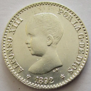 *GUTSE*669-ALFONSO XIII, 50 CÉNTIMOS 1892*9-2, MADRID PG M, LIMPIADA, EBC. - Imagen 1 de 2