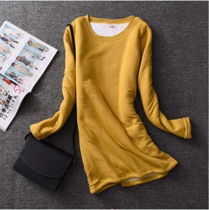Women Ladies Fleece Lined Fit Slim Shirt Blouse Thick Warm Stretch Top Winter - Picture 1 of 14