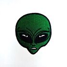 Green Alien Face patch Ufology UFO Funny E.T. Artwork for DIY Iron on Clothes