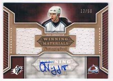 2005-06 SPX WINNING MATERIALS ALEX TANGUAY DUAL JERSEYS 1 COLOR 12/50 COLORADO