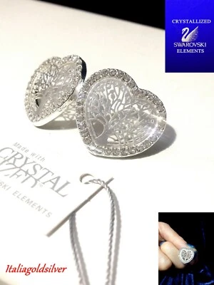 Orecchini Donna Albero della Vita SWAROVSKI ELEMENTS ORIGINALI Cristalli Argento - Immagine 1 di 4