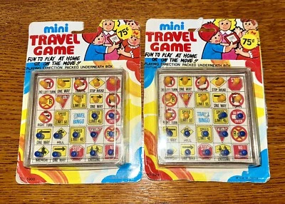 Vintage Mini Travel Game Set Of 2, Car Travel Bingo, New In Package! - Image 1 of 4