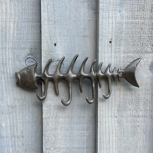 Gancio osso di pesce porta chiavi appendiabiti borsa portaoggetti da parete vintage mare - Foto 1 di 5
