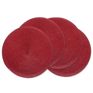 Round Braided Placemats Set of 4 Natural Woven Heat Resistant 15 Inch - Picture 1 of 6