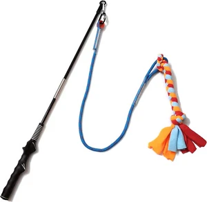 Interactive Flirt Pole Dog Toy 35in Teaser Wand Tug Rope for Training - Picture 1 of 6