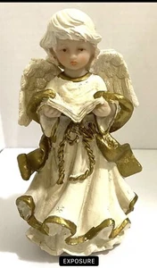 VINTAGE, SINGING ANGEL WITH GOLD ACCENTS, 5.25" TALL - Picture 1 of 1