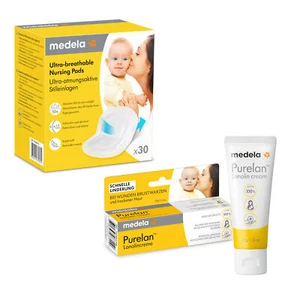 MEDELA 30 Stück Ultra-atmungsaktive Stilleinlagen + Purelan™ Lanolincreme 37g - Bild 1 von 8