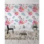 Non-Woven Wallpaper Watercolor Stylized Flowers Colorful Pastel Colors Mural