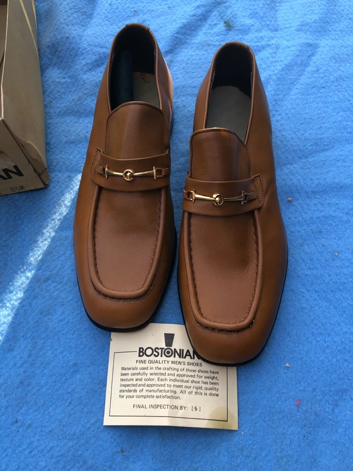 Zapatos Bostonianos De Colección #5327 Suave Mocc Tostado Talla 8.5M Nuevo Antiguo Stock Años 70 Foto 1 de 4