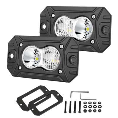 2X 4" 40W Flush Mount LED Lights Pods Backup Reverse Rear Bumper Off Road 4WD - Image 1 of 4