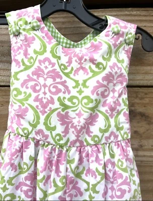 Kelly’s Kids 3T Pink Green Longall Overall Romper Jumpsuit Gingham Ruffle - Image 1 of 4