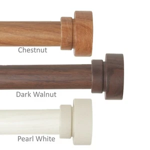 Fez 1" Faux Wood Curtain Rod Adjustable Drapery Rod (5 sizes, 3 colors) - Picture 1 of 4