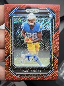 2022 Panini Prizm Isaiah Spiller #324 FOTL Red Shimmer Prizm Rookie Auto 24/35