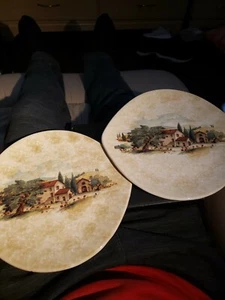 Set of (2) Dinner Plates Ceramica Due Torri Made in Italy Pair Elegant Vintage - Picture 1 of 7