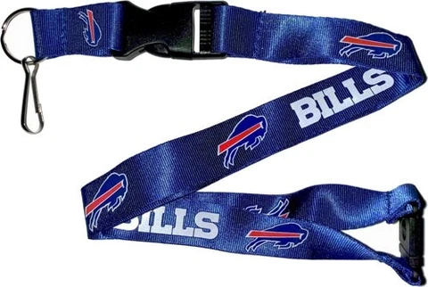 Buffalo Bills Football NFL Blue Lanyard Key Ring Keychain w/ Safety Clip Cover