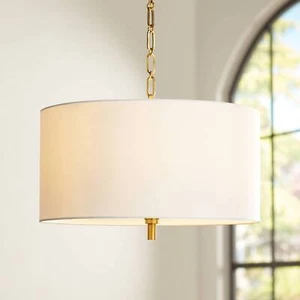 Warm Gold Pendant Chandelier 20" Wide Modern White 4-Light Fixture Dining Room - Picture 1 of 9